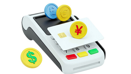 Credit Card Terminal with Global Currency Coins