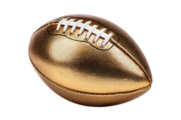 A gleaming golden American football isolated on a black background