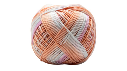 Fototapeta premium A ball of peach and white yarn isolated on transparent background