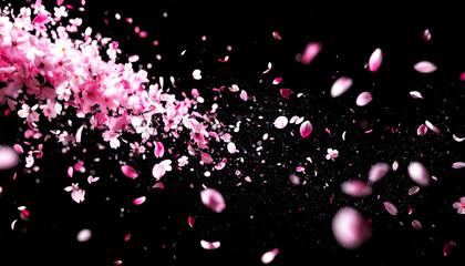 Cherry Blossom Petals Falling in Sakura Fubuki Style - Generative AI