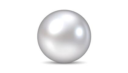 Lustrous pearl, centered on white backdrop, exhibits smooth surface and soft shadow beneath its reflective form