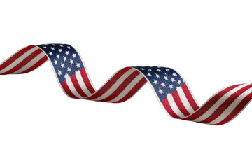 Red, white, and blue ribbon twists in a sine wave on a black background