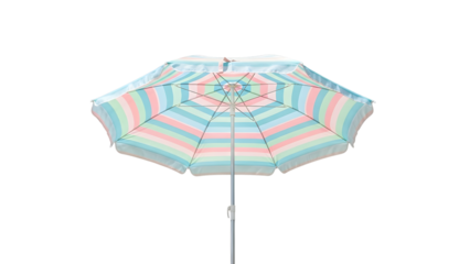 Pastel colored umbrella isolated on transparent background