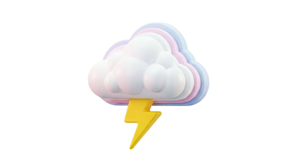 3D Rendered Cloud with Lightning Bolt Icon
