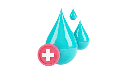 Blue Drops with Medical Cross Symbol