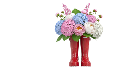 Bouquet of Flowers in Red Rain Boots