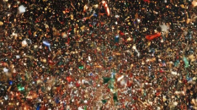 Colorful Confetti Explosion Against Dark Background Vibrant Celebration Abstract Motion