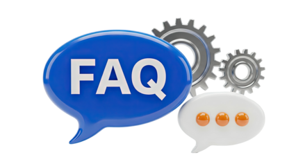 FAQ Speech Bubble with Gears and Chat Icons