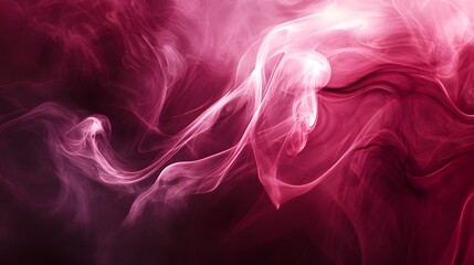 Abstract swirling magenta smoke plumes illuminate a dark background with ethereal light streaks creating a beautiful flowing texture wallpaper design concept.