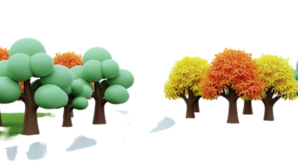 Cartoon Trees in Green, Yellow, and Orange