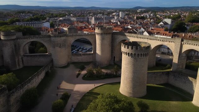 Scenic Aerial View of Chateau de Dourdan France Medieval Castle Architecture