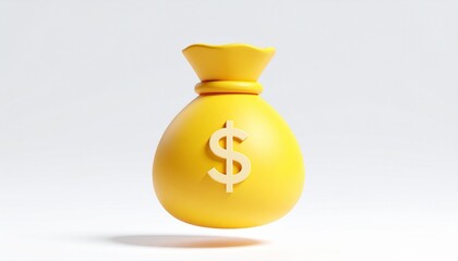 3d illustration of a gold money bag icon featuring currency symbols for business finance and banking wealth investment