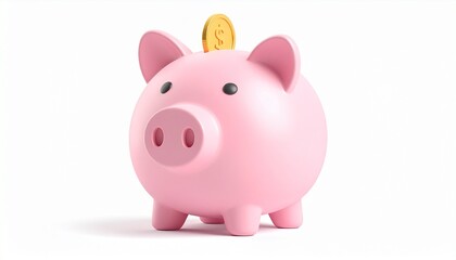 Obraz premium A 3d pink piggy bank isolated on white represents a financial concept for savings and investment wealth in the banking business