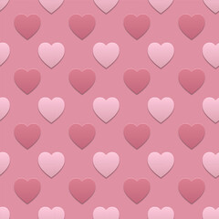 A seamless pattern of pink heart paper isolated on a pink background. Symbol of love. For designing Mother's Day or Valentine's Day greeting cards. Vector illustration.