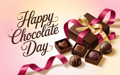 an elegant greeting card design featuring gift boxes and chocolates