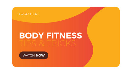 Fitness video cover banner creative flat color vector illustration template design