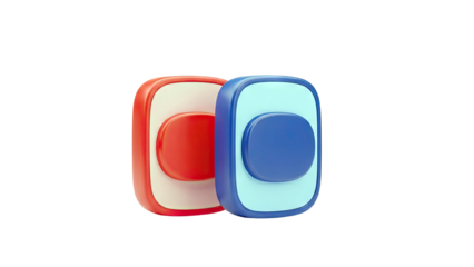 3D Rendered Red and Blue Rounded Square Icons