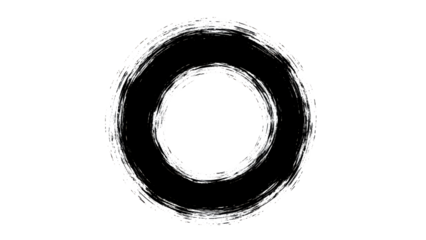 Enso Style White Brushstroke Circle On Black Background
