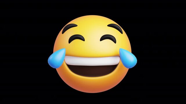 3D Face With Tears Of Joy Emoji Animation | Alpha Loop