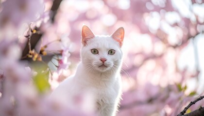 白猫と桜