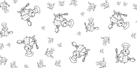 Whimsical chef character seamless pattern, a charming illustration for creative designs