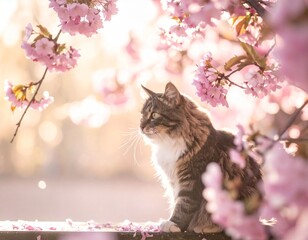 桜と猫