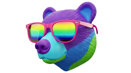 Colorful Bear Wearing Rainbow Reflecting Sunglasses