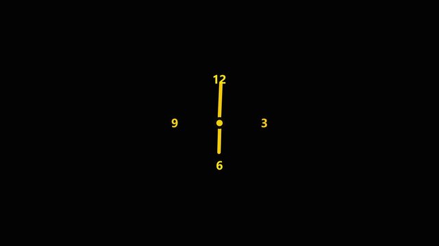 Yellow Clock With Numbers and on Black Background time analog clock.