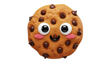 Cute Chocolate Chip Cookie with Happy Face