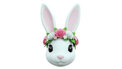 Cute White Rabbit with Flower Crown