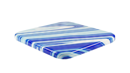 Square Marble Patterned Tray with Blue and White Swirls