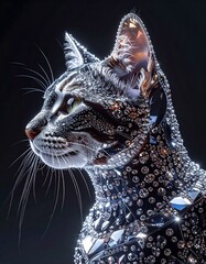 ダイヤを付けている猫の横顔