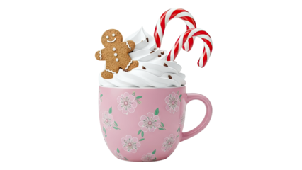 Gingerbread Man Hot Chocolate with Candy Canes