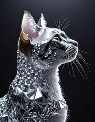 ダイヤを付けている猫の横顔