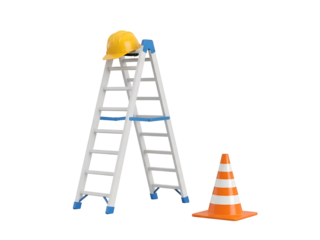 Construction safety equipment isolated on transparent background