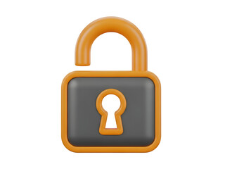 Open padlock isolated on transparent background