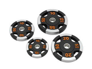 Set of weight plates for fitness isolated on transparent background