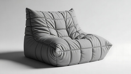 Naklejka premium Modern gray tufted beanbag chair isolated on white background