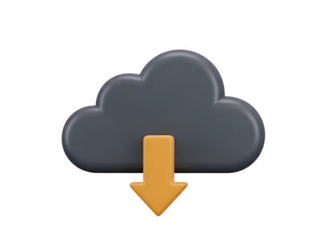 Cloud with download arrow isolated on transparent background - Powered by Adobe