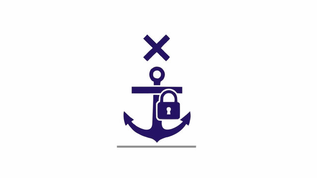 Nautical Anchor Lock Symbol Icon.