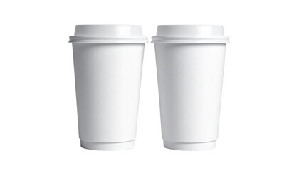 A blank white disposable coffee cup with a plastic lid isolated on a white background for hot beverages or cafe drinks