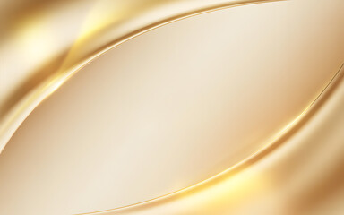 Golden abstract background with shimmering light curves and soft peach tones