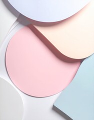 Colorful Abstract Paper Shapes in Soft Pastel Tones and Shadows