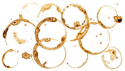 Vintage illustration set of the number 0 and circular frames made of coffee beans featuring a seamless floral pattern and retro vector design element