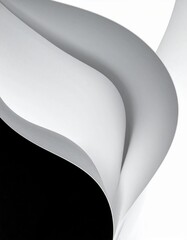 Elegant Flowing Curves of White Paper against a Black Background