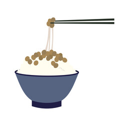 シンプルな納豆ご飯のイラスト素材