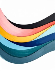 Colorful Wavy Strips of Paper or Fabric in Shades of Blue and Pink