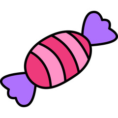 Wrapped Candy Icon Cute Illustration