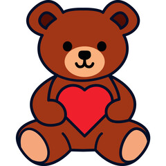 Cute Teddy Bear Holding Red Heart Illustration