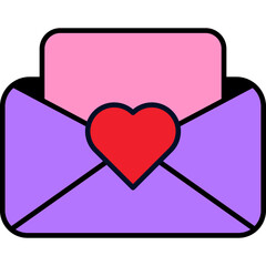 Love Letter Envelope with Heart Icon Illustration